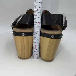 Clarks Artisan Ledella York Black Leather Block Heel Clog Slingback Mule 6 thumbnail 6