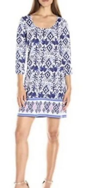 LILLY PULITZER Ocean Ridge cotton roll tab‎ sleeve shift dress Medium thumbnail 1