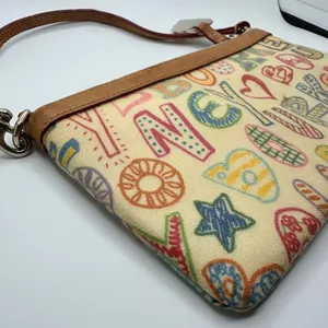 Dooney & Bourke Doodle It Y2K Multi Color Heart Zipper Pull Cream Tan thumbnail 10