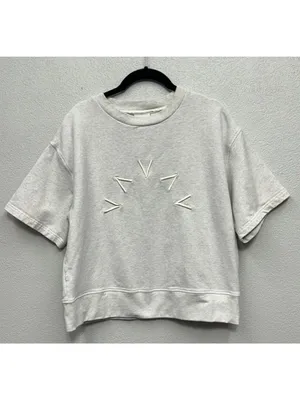 VARLEY Cropped Sweatshirt Small Oatmeal - Knoll Short Sleeve Gym Workout thumbnail 3