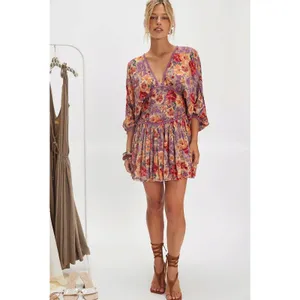 Free People Bohemian Sweet Dreams Mini Dress Lavender Floral Lace Small thumbnail 5