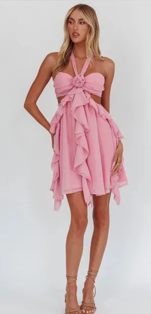 Selfie Leslie Santiago Cut-Out Ruffle Dress Blush thumbnail 1