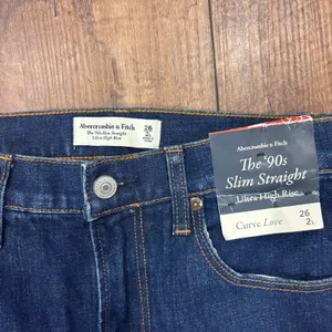 Abercrombie & Fitch 90s Slim Straight Ultra High Rise Curve Love Jeans 26/2L NWT thumbnail 3