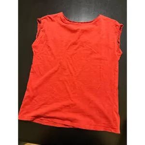 LOFT Ann Taylor Vintage Soft Coral Orange Crochet Lace Yoke Sleeveless Top S thumbnail 5