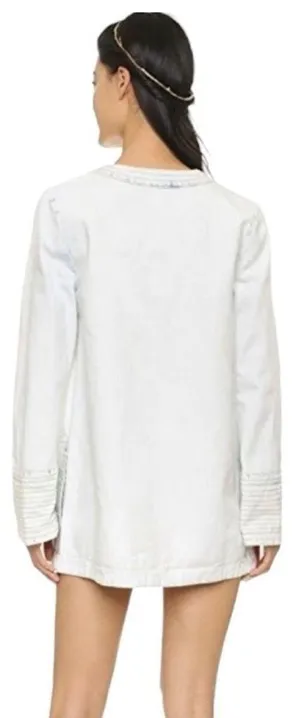 Free People Denim Long Sleeve Light‎ Wash Top S/P thumbnail 2