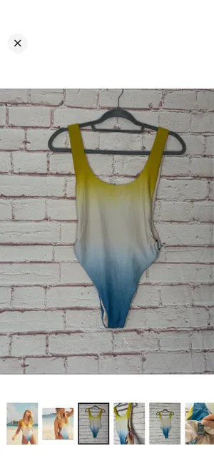Aerie Super Scoop High Cheeky Ombré O Ring One Piece Swimsuit Small. NWOT. Gorgeous yellow to blue colors. Open keyhole sides. High cut. Low scoop. 12” bust thumbnail 3