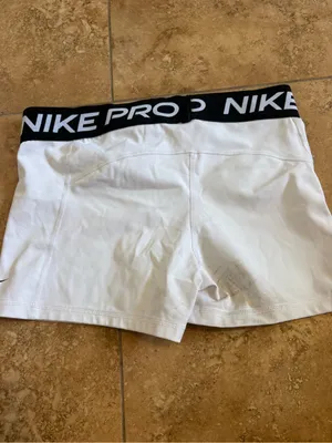 Nike Pro White Women's Compression Bike Shorts with Black Branded Waistband thumbnail 2
