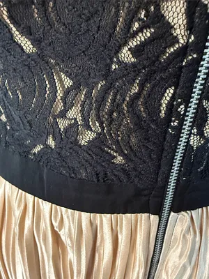 Rewind Black Lace Top with Gold Pleated Skirt Mini Dress thumbnail 4