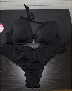 Black Bikini Set Shade & Shore ruffle pushup thumbnail 1