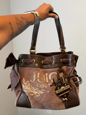 Juicy Couture Brown Suede Logo Tote Bag thumbnail 1