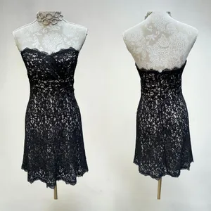 White House Black Market Black Lace Dress Strapless Cocktail Formal Sz 4 Small thumbnail 2