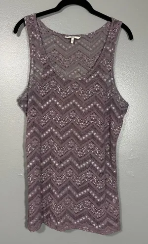 BKE Women's Y2K Gray & Silver Lace & Metallic Tank Top - Size Large - Chevron thumbnail 1