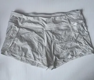 Lululemon White‎ Shorts Sz 12 Lined Zip Back Pocket thumbnail 1