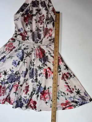 B Darlin Metallic Floral Halter Fit & Flare Dress Size 1/2 thumbnail 5
