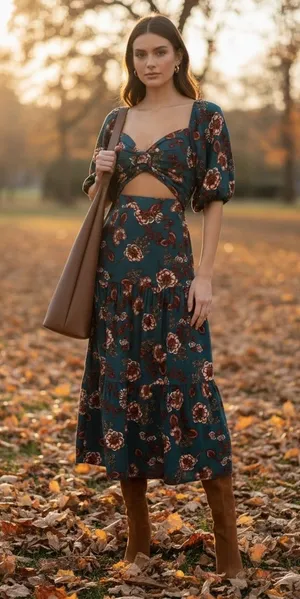 MINKPINK Olivia Floral Cutout Maxi Dress. Get ready for autumn in multi-color XS thumbnail 1