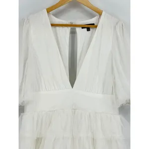 Lulus‎ Symphony of Love White Dotted Tulle Tiered Mini Dress XL Bridal Shower thumbnail 7