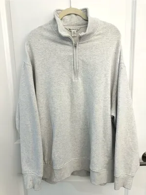 Athleta Forever Fleece 1/4 Zip Sweatshirt in Fog Grey Heather Large thumbnail 4