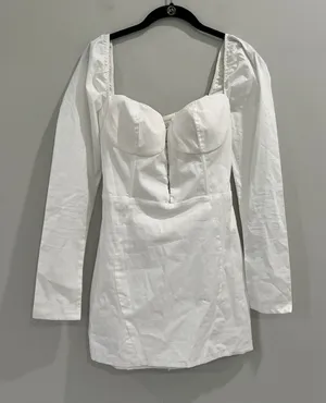 Nat &‎ Liv Regina Graduation White mini dress Size Medium Corset thumbnail 1