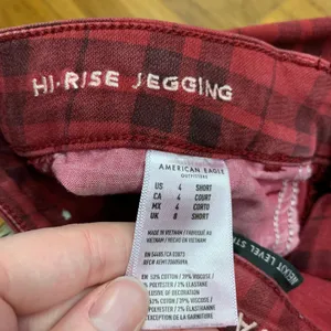 American Eagle Red Black Plaid Hi Rise Jegging Pants‎ Jeans Women's Size 4 Short thumbnail 7