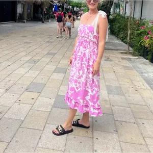 Peter Som Pink Midi Dress SIZE 2 Ruffle Cottage Cotton Vacation Sundress $400 thumbnail 9