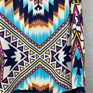 xhilaration Dress Womens Large Blue Multicolor Aztec Tribal Western Whimsical thumbnail 3