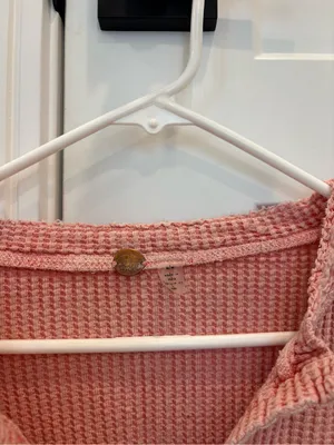 Free People One Colt Thermal Waffle Knit Henley Top Size Medium 100% Cotton thumbnail 3