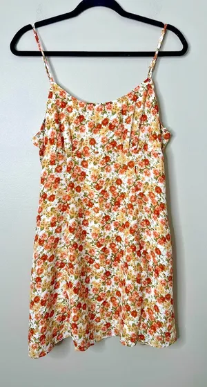 Lulus Babydoll Y2K‎ Mini Dress Roses Floral Hippie Boho Cottagecore Sundress L thumbnail 1
