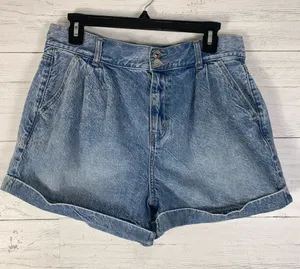 Womens Size 10 American Eagle Mom Shorts Denim Shorts Pleated Cuffed thumbnail 1