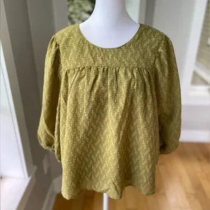 Ophelia Roe Olive Green Textured Flowy Blouse Top Size Medium NWT thumbnail 11