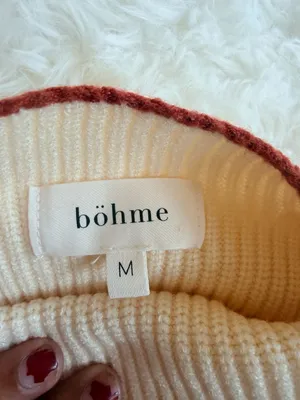 Bohme Women's Multi-Stripe Round Neck Long Sleeve Pullover Sweater Cream/Brown thumbnail 3