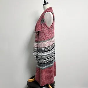 Anthropologie Sleeping On Snow Red Ivory Quillins Jacquard Open Vest Duster M/LP thumbnail 3