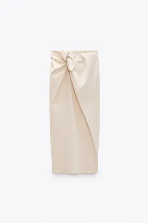 ZARA coord set sleeveless top midi skirt boho beige summer vacation party thumbnail 6