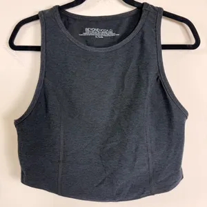 Beyond Yoga Spacedye High Neck Cropped Tank Top Charcoal Gray XL Shelf Bra thumbnail 1