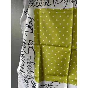 Polka Dot and Script Print Silk Scarf Green thumbnail 3