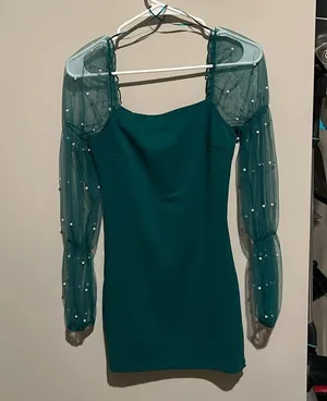 Mesh ruffled Sleeve Green Mini Dress Size 0 thumbnail 2