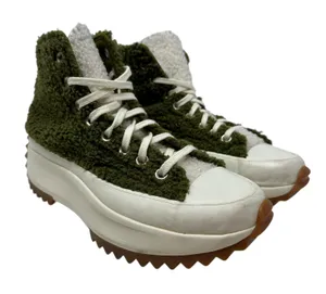 Converse Run Star Hike‎ High Sherpa Platform Sneakers Green Faux Fur Size US 8.5 thumbnail 1