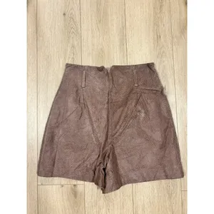 AENOC Women Mauve Brown Snakeskin Genuine Leather High Rise‎ Shorts medium 30" thumbnail 4