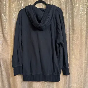 Aerie Black Down To Earth Pullover V Neck Hoodie Medium thumbnail 2