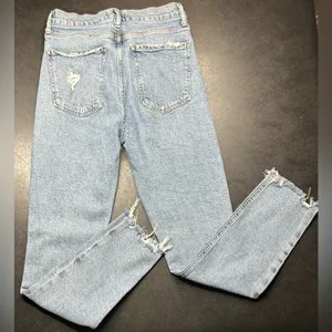 Agolde Size 26 A093D-3002 Nico High Rise Slim Button Fly Frayed Bottoms Jeans thumbnail 6
