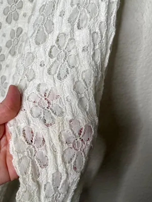 RAGA Boho White Floral Lace Open-Front Fringe Duster Cardigan Size Medium thumbnail 8