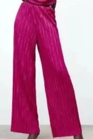 Zara Pink Pleated Wide Leg Pants(Size Small) thumbnail 1