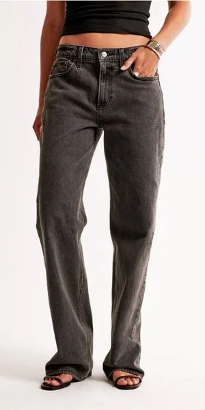 Abercrombie & Fitch Baggy Low Rise Jeans Gray Size 24 Short Distressed Hem thumbnail 1