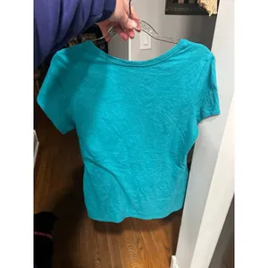 Patagonia Women's Fitz Roy‎ Bison Cotton/Poly V-Neck T-Shirt teal blue women M thumbnail 4