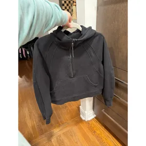 Lululemon Scuba Oversized 1/2 Zip Hoodie medium-large‎ black women's thumbnail 2