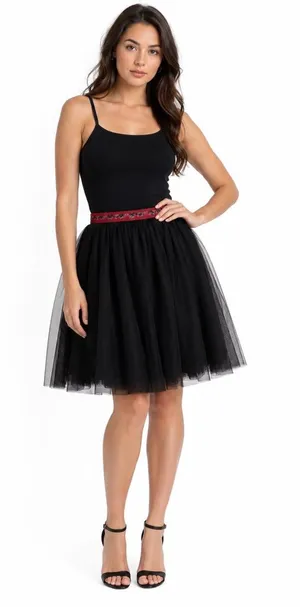 NWT Sherri Hill‎ Vintage Beaded Embroidered Black Tulle Prom Homecoming Skirt thumbnail 1