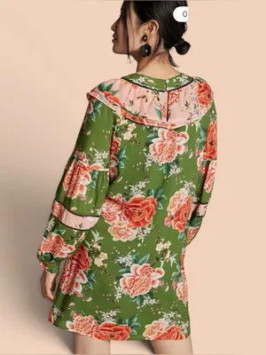 Farm Rio by Antropologie Floral Print Elinor Tunic Dress Size Medium thumbnail 2