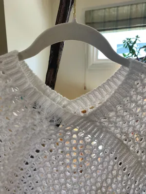 White poncho with matching fringe one size thumbnail 7