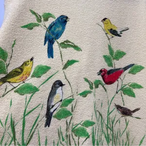 Vintage AU Women's yellow terry cloth cardigan Sweater Bird Art Applique Print thumbnail 14