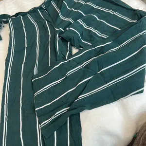 La‎ Hearts Green White Striped Flowy Pants thumbnail 2