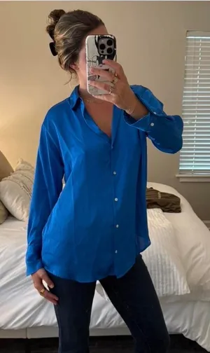 ZARA Satin Button Down thumbnail 1